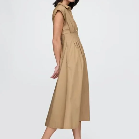 Gap Poplin Midi Tan Shirtdress - Picture 3 of 7
